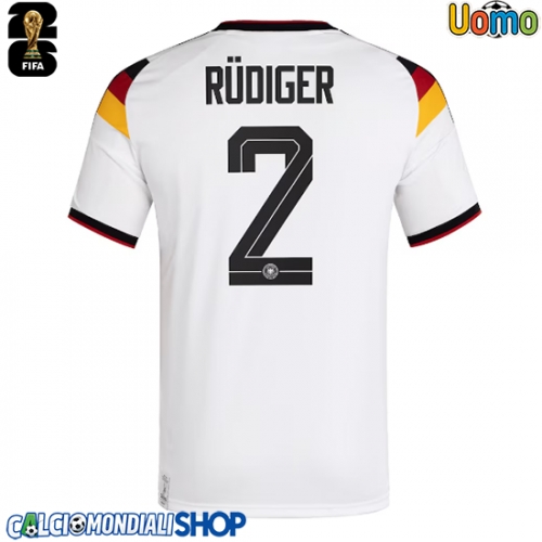 Maglie da calcio Germania Antonio Rudiger #2 Prima Maglia Mondiali 2026  Manica Corta